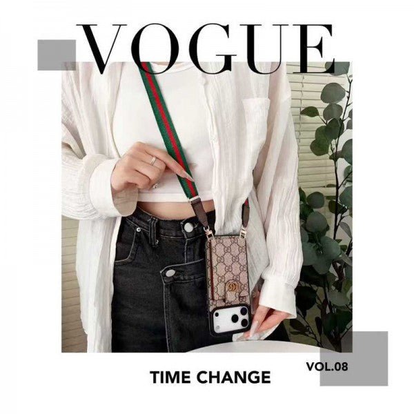 Louis Vuitton iPhone 18 Pro Crossbody Card Holder Case – Luxury Designer Cover - Serene