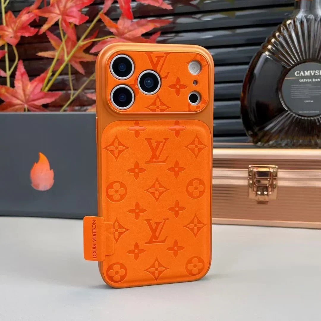 Louis Vuitton iPhone 18 Pro Leather Case – Luxury Designer Protective Cover – Gray - Serene