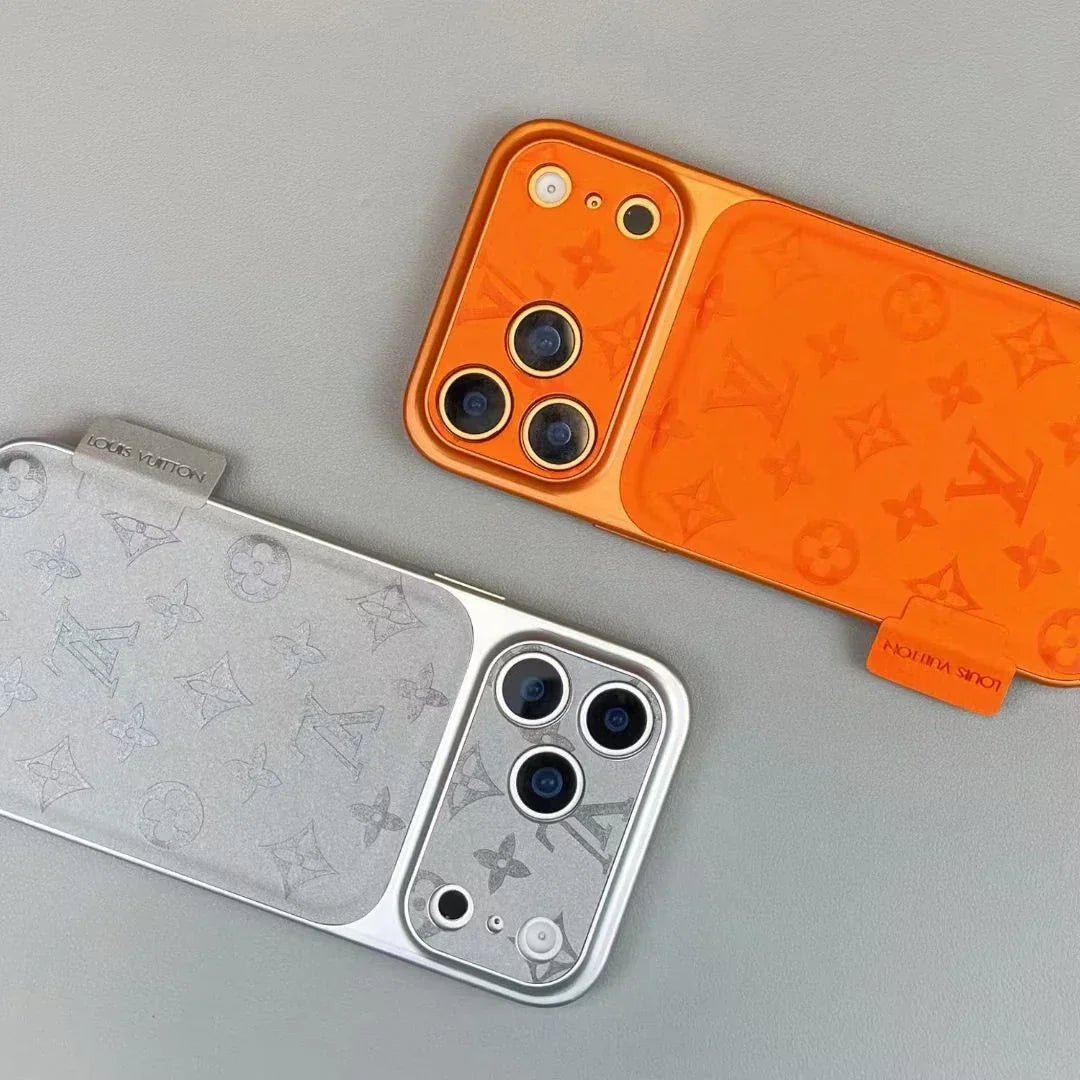 Louis Vuitton iPhone 18 Pro Leather Case – Luxury Designer Protective Cover – Gray - Serene