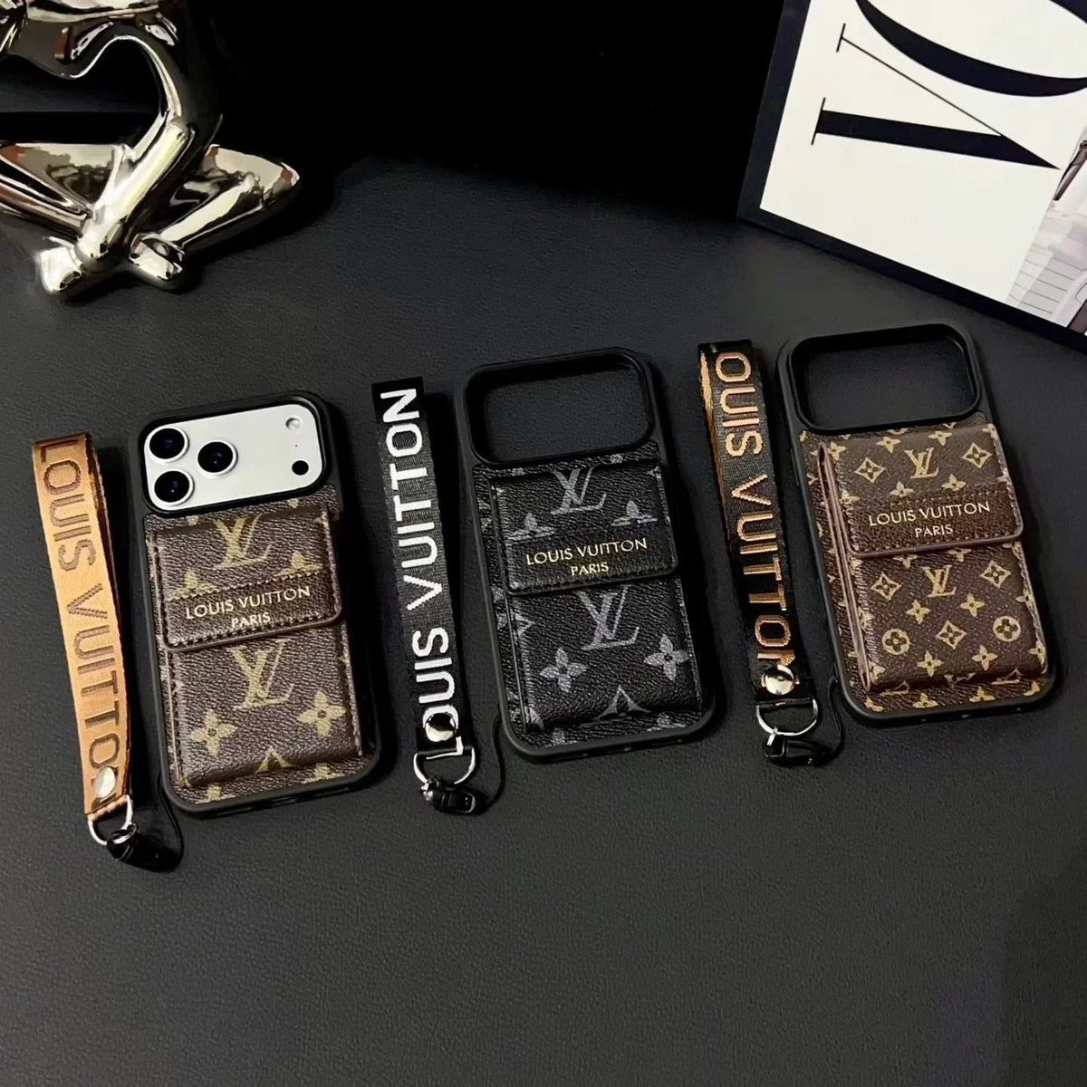 Louis Vuitton iPhone 18 Pro Wallet Case With Strap – Classic Monogram Leather - Serene