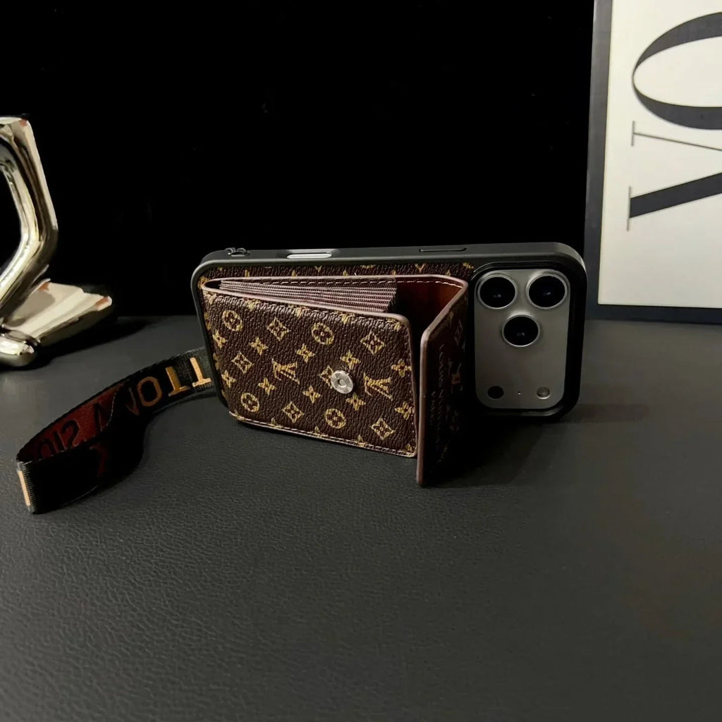 Louis Vuitton iPhone 18 Pro Wallet Case With Strap – Small Monogram Leather - Serene