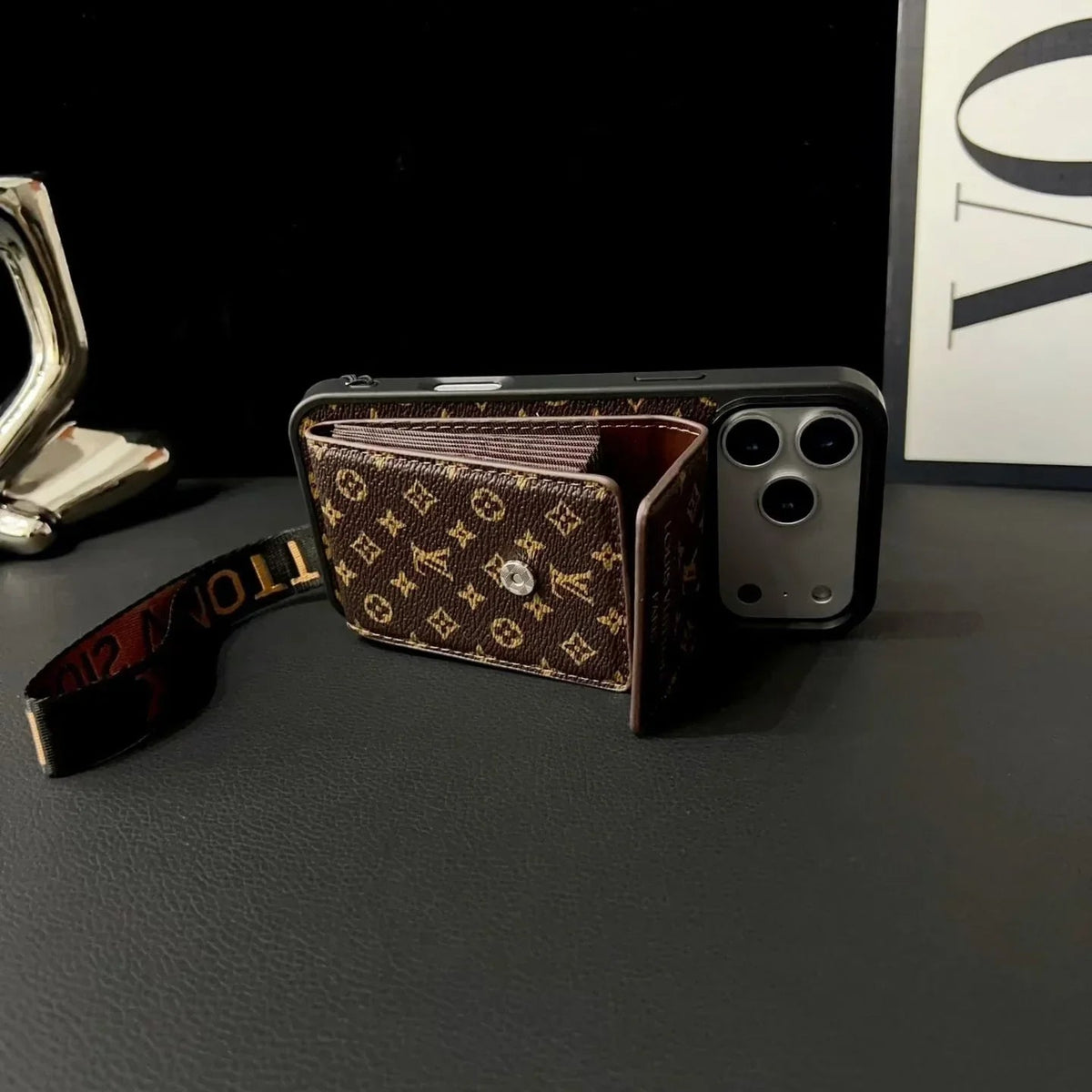 Louis Vuitton iPhone 18 Pro Wallet Case With Strap – Small Monogram Leather - Serene