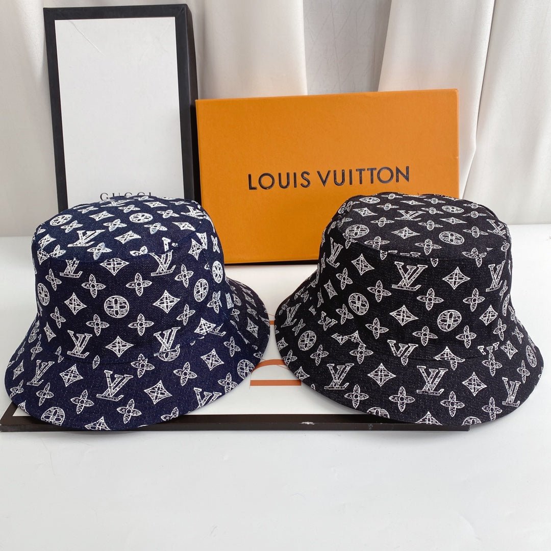 Louis Vuitton Monogram Denim Bucket Hat | Luxury Designer LV Hat - Serene