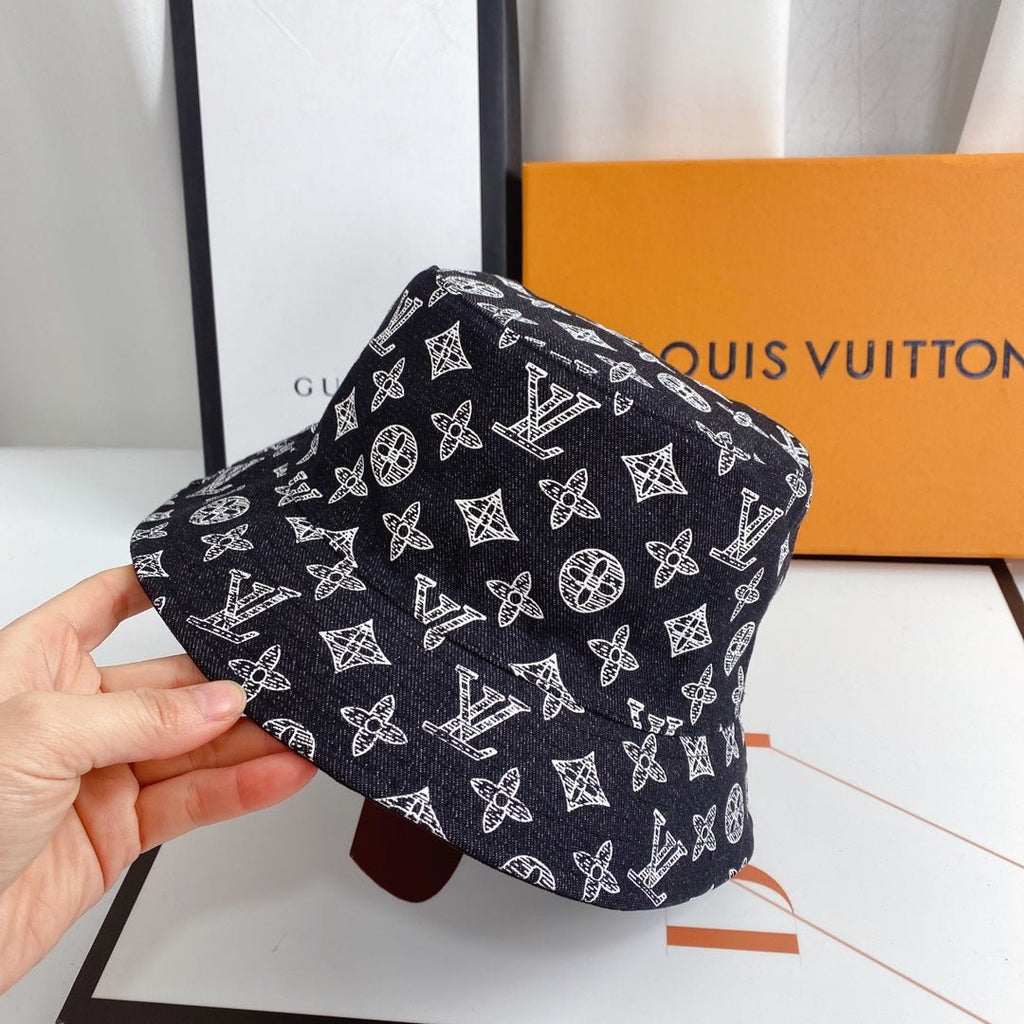 Louis Vuitton Monogram Denim Bucket Hat | Luxury Designer LV Hat - Serene