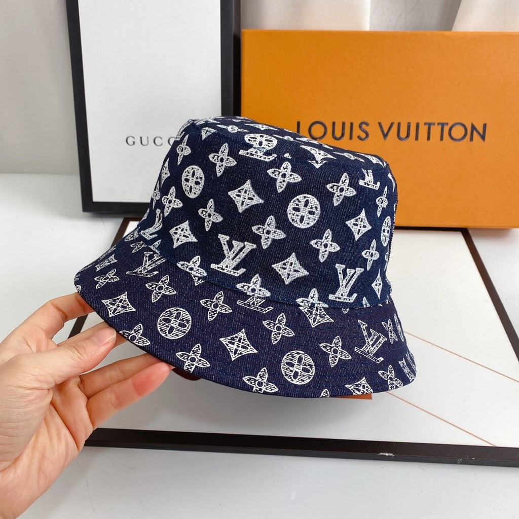 Louis Vuitton Monogram Denim Bucket Hat | Luxury Designer LV Hat - Serene