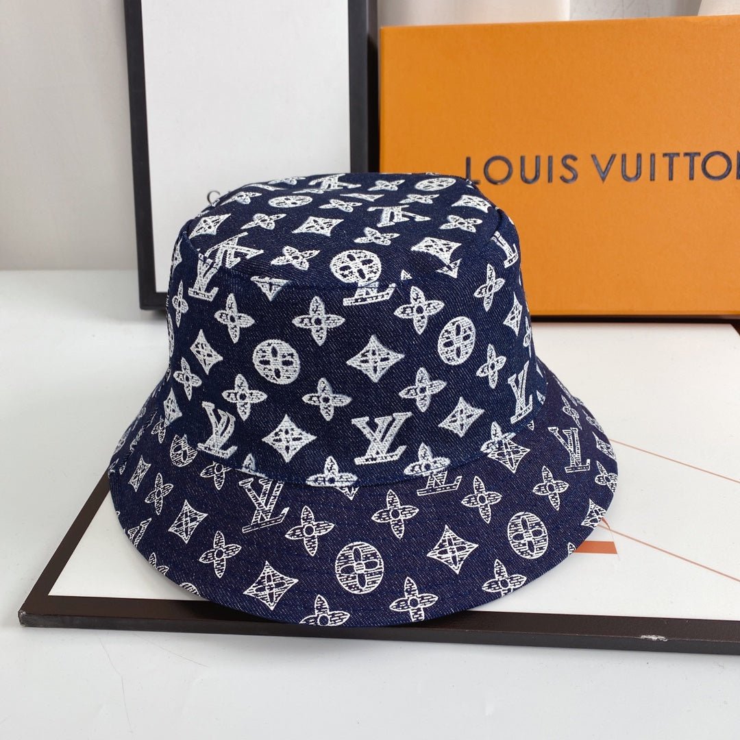 Louis Vuitton Monogram Denim Bucket Hat | Luxury Designer LV Hat - Serene