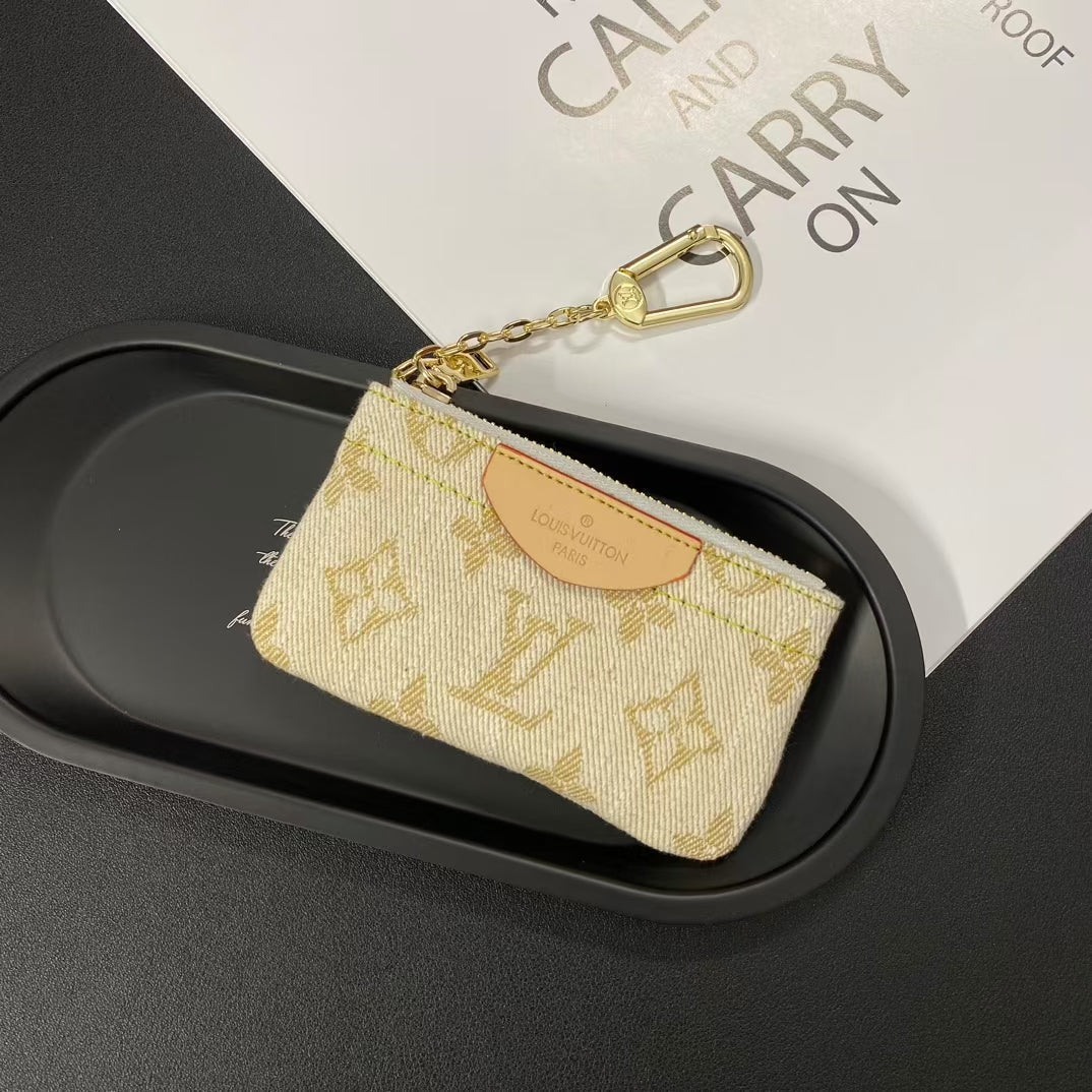 Louis Vuitton Monogram Denim Coin Pouch Keychain Wallet - Serene
