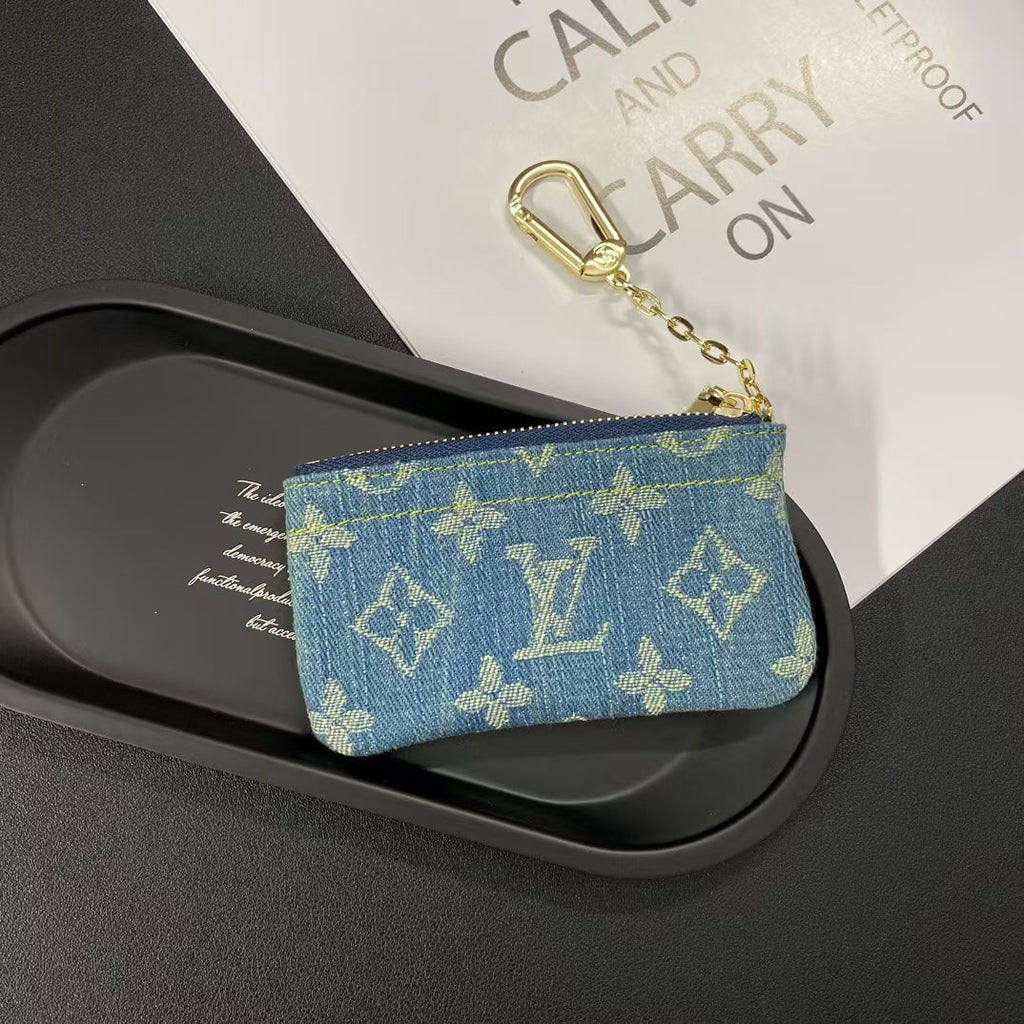 Louis Vuitton Monogram Denim Coin Pouch Keychain Wallet - Serene