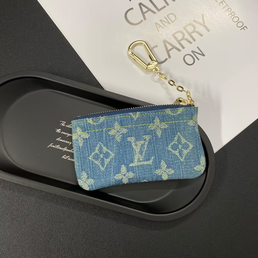 Louis Vuitton Monogram Denim Coin Pouch Keychain Wallet - Serene