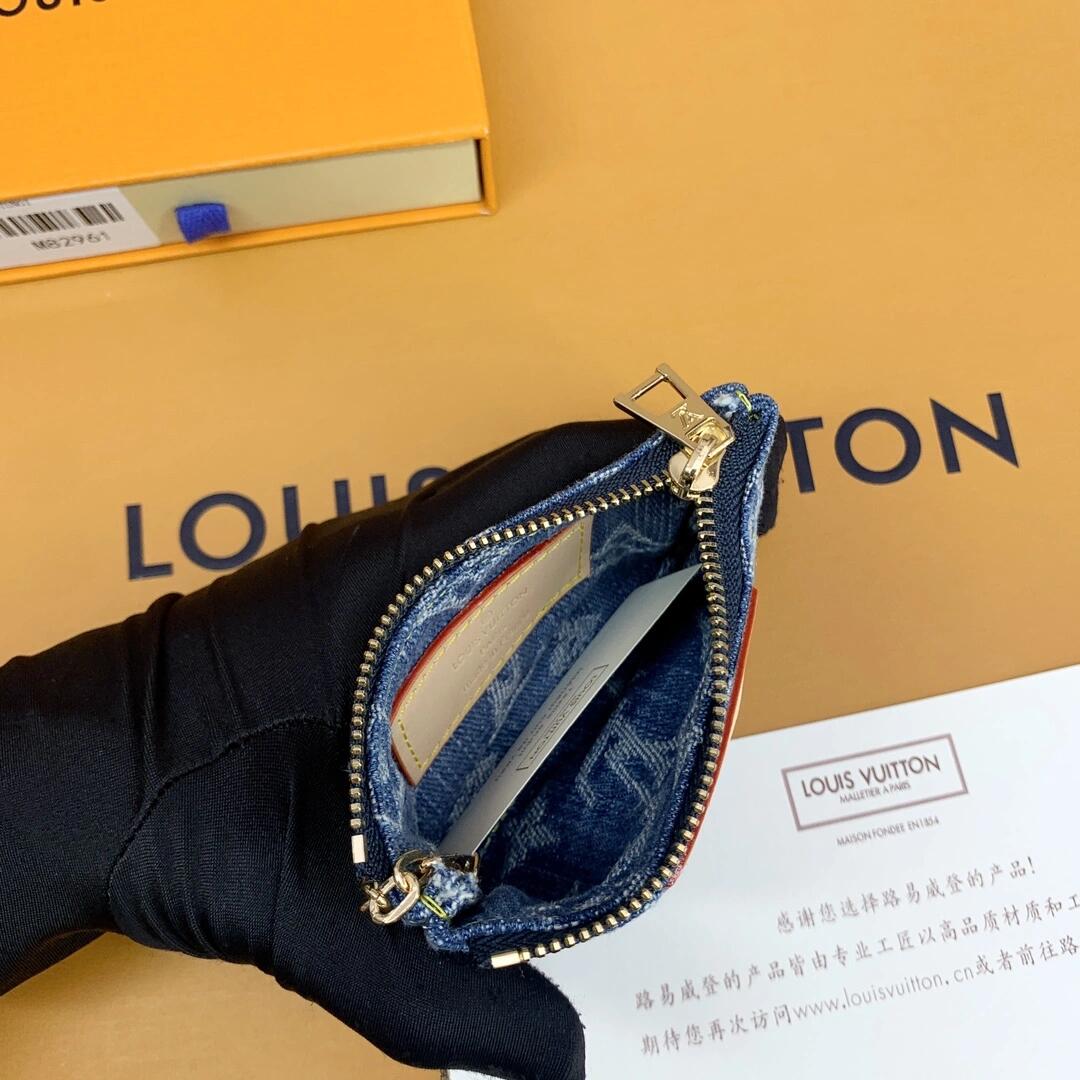 Louis Vuitton Monogram Denim Coin Pouch Keychain Wallet - Serene