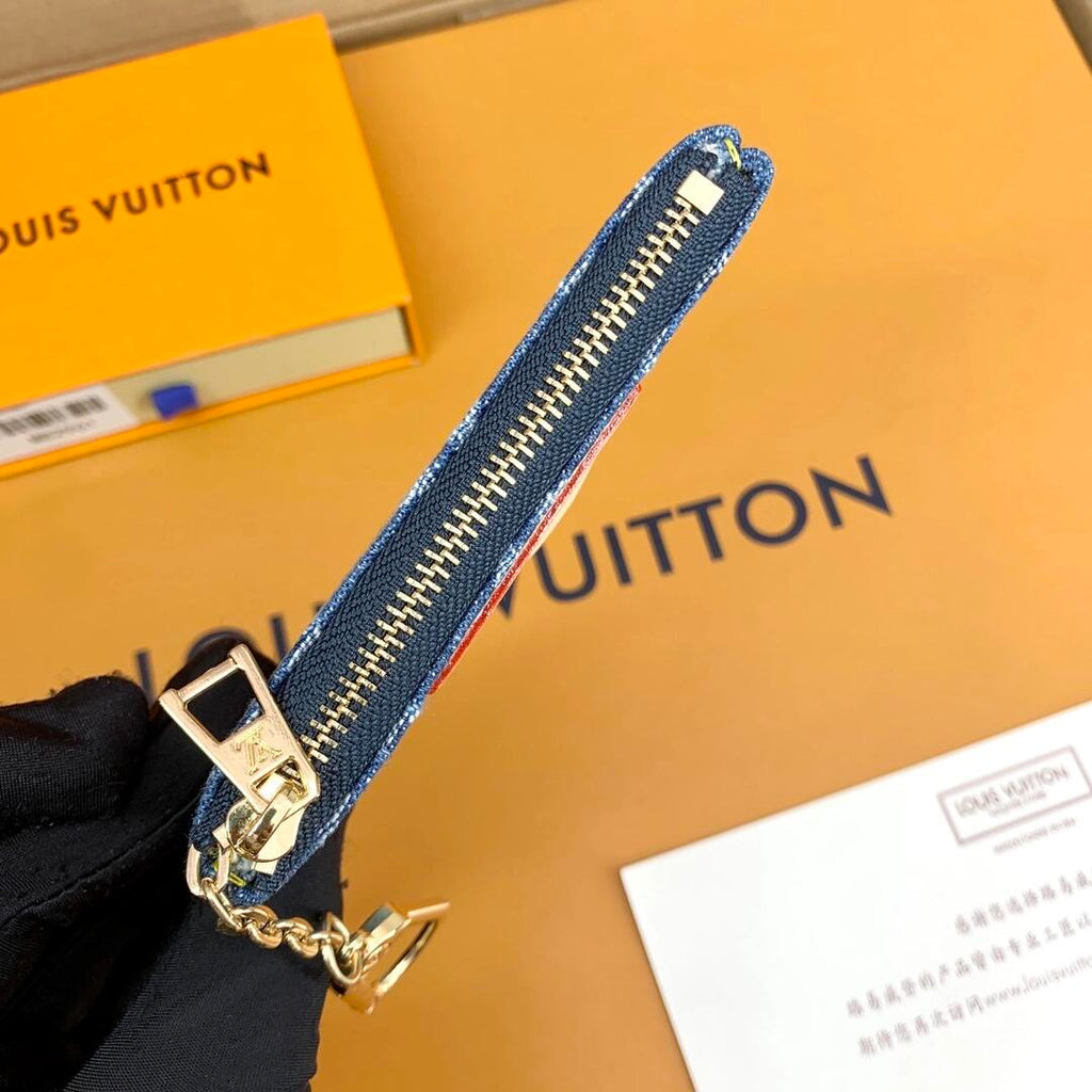 Louis Vuitton Monogram Denim Coin Pouch Keychain Wallet - Serene