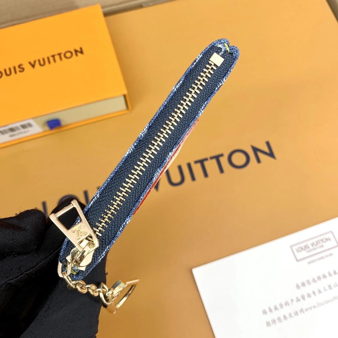 Louis Vuitton Monogram Denim Coin Pouch Keychain Wallet - Serene