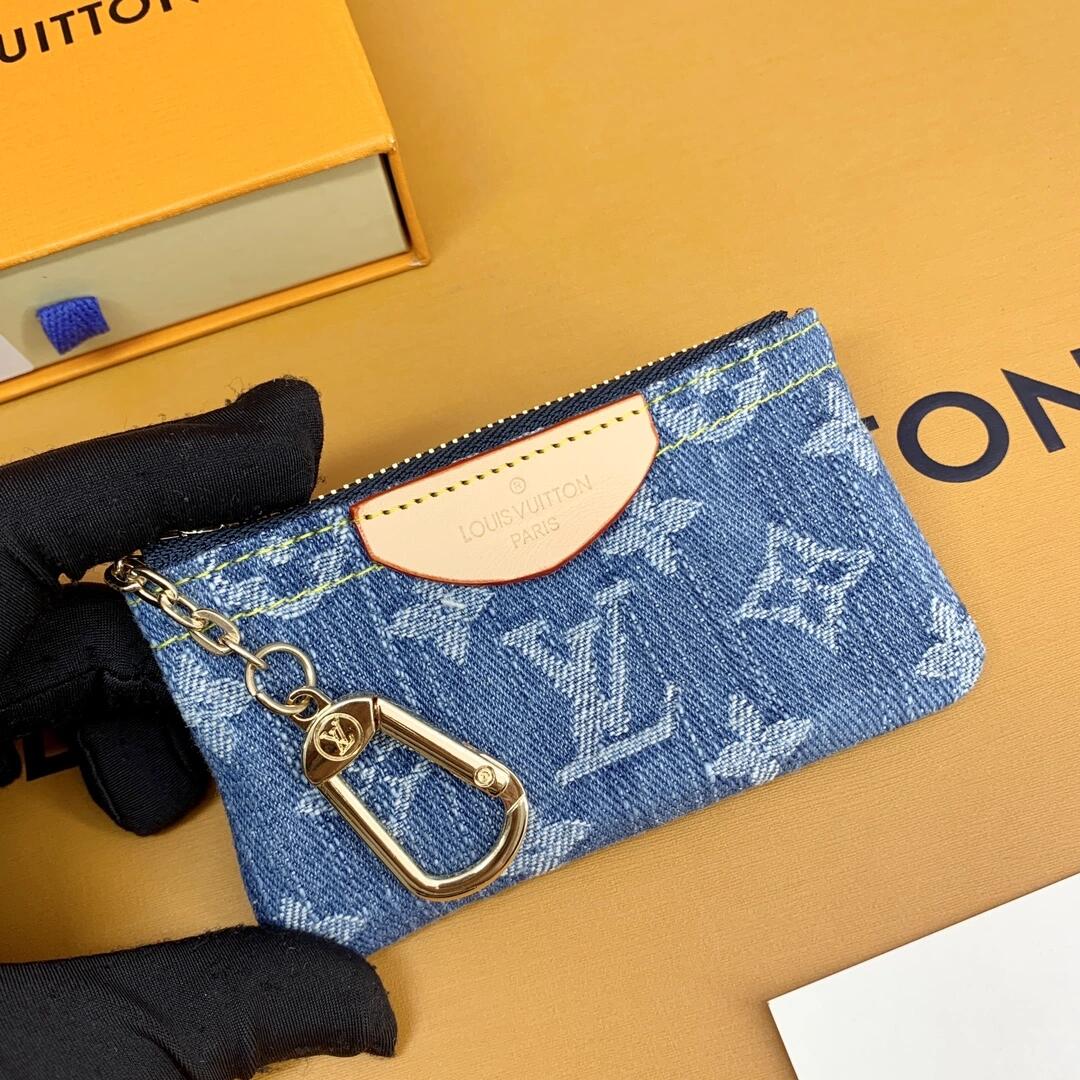 Louis Vuitton Monogram Denim Coin Pouch Keychain Wallet - Serene