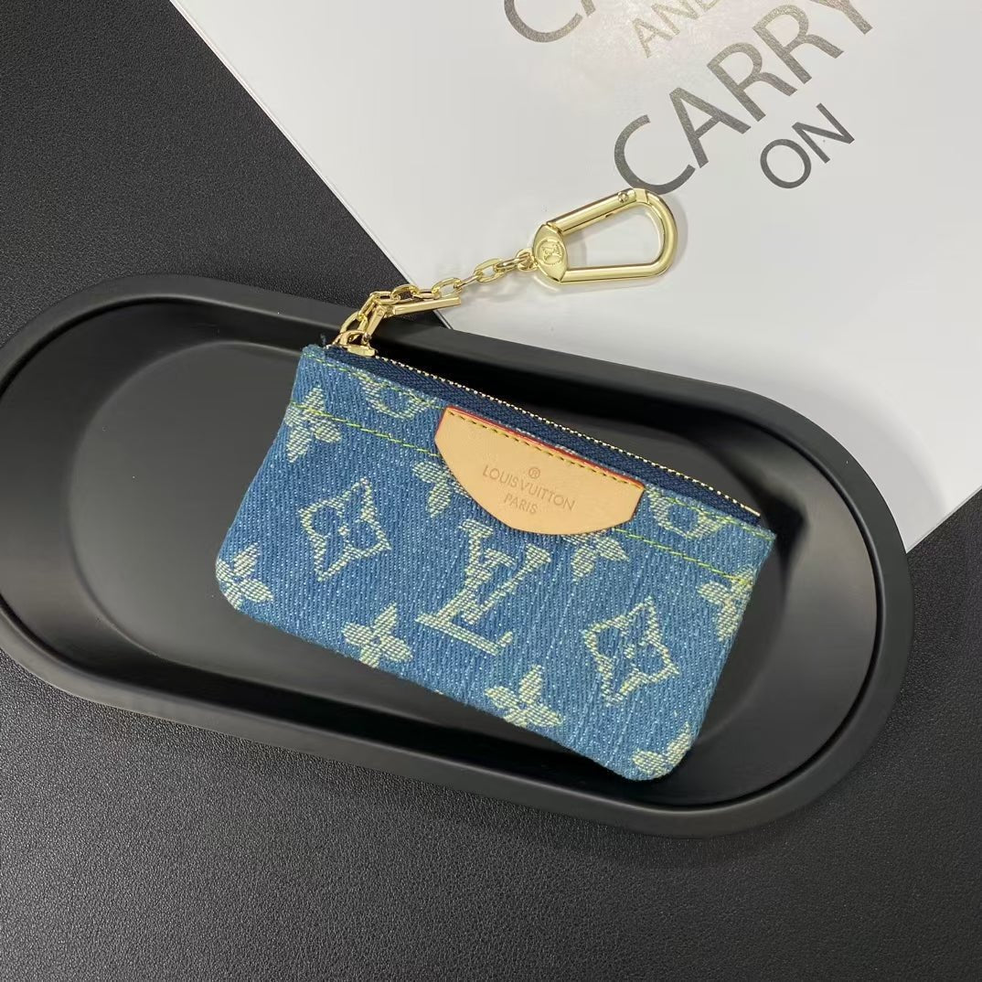 Louis Vuitton Monogram Denim Coin Pouch Keychain Wallet - Serene