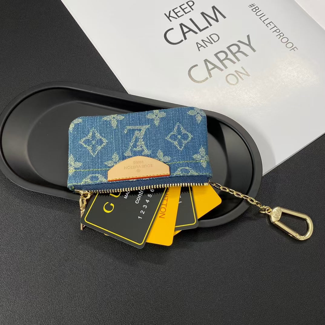 Louis Vuitton Monogram Denim Coin Pouch Keychain Wallet - Serene
