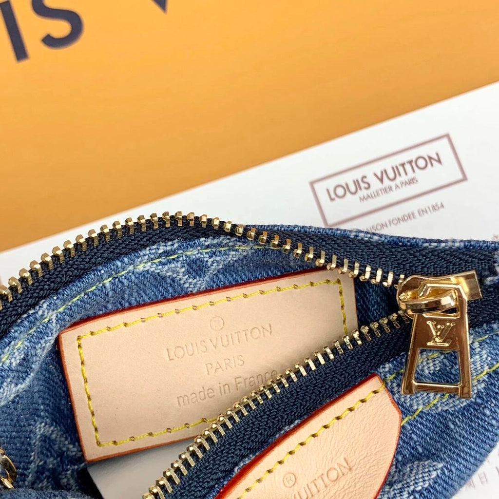 Louis Vuitton Monogram Denim Coin Pouch Keychain Wallet - Serene