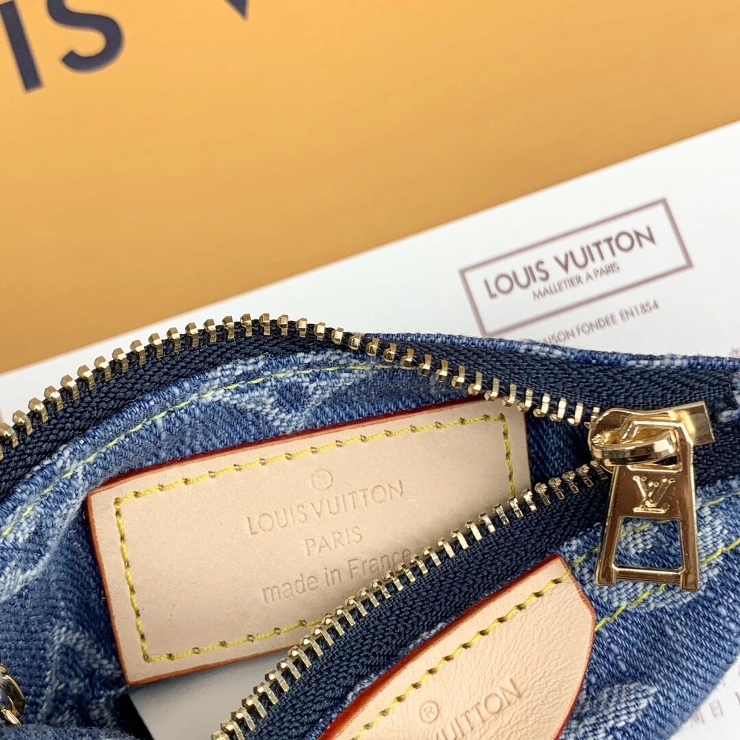 Louis Vuitton Monogram Denim Coin Pouch Keychain Wallet - Serene
