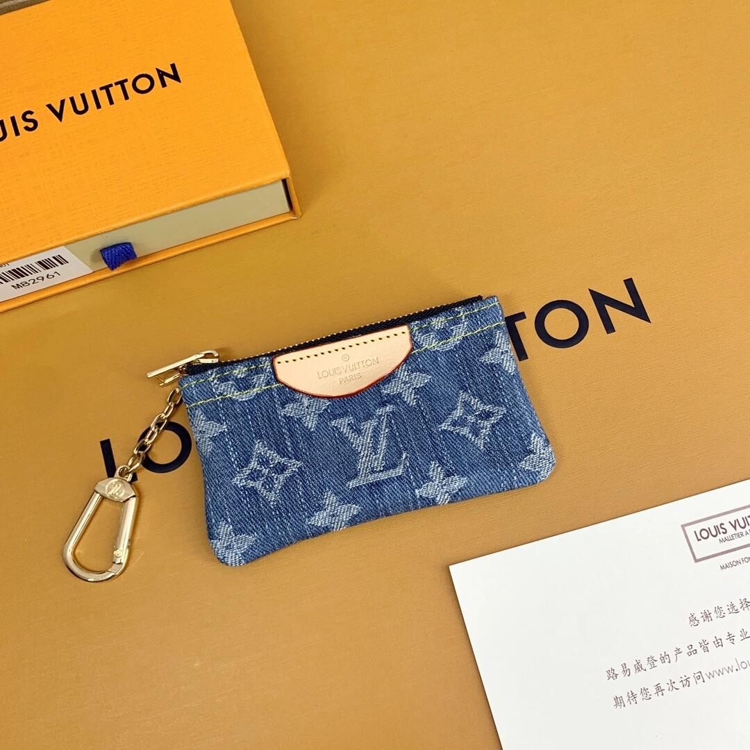 Louis Vuitton Monogram Denim Coin Pouch Keychain Wallet - Serene