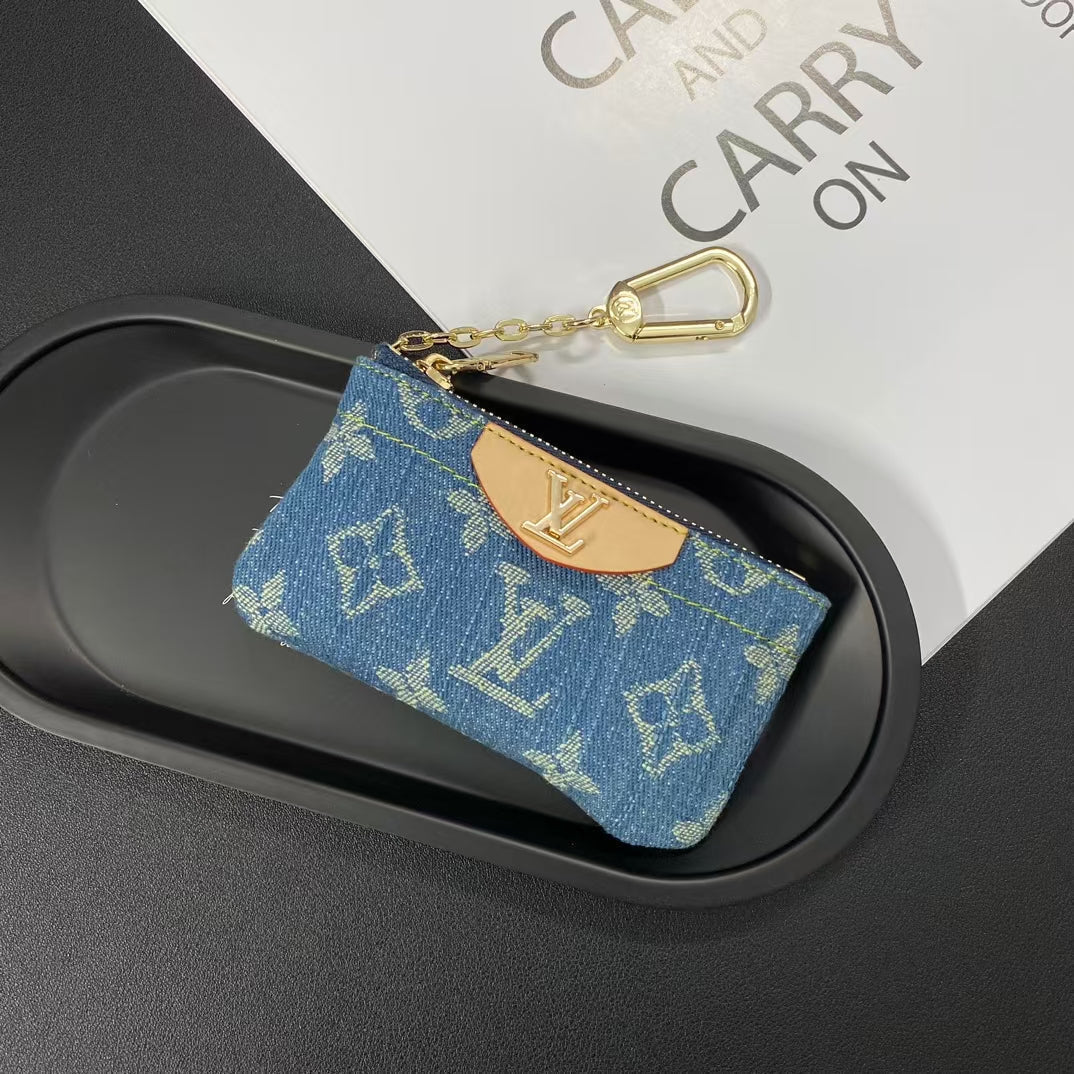 Louis Vuitton Monogram Denim Coin Pouch Keychain Wallet - Serene