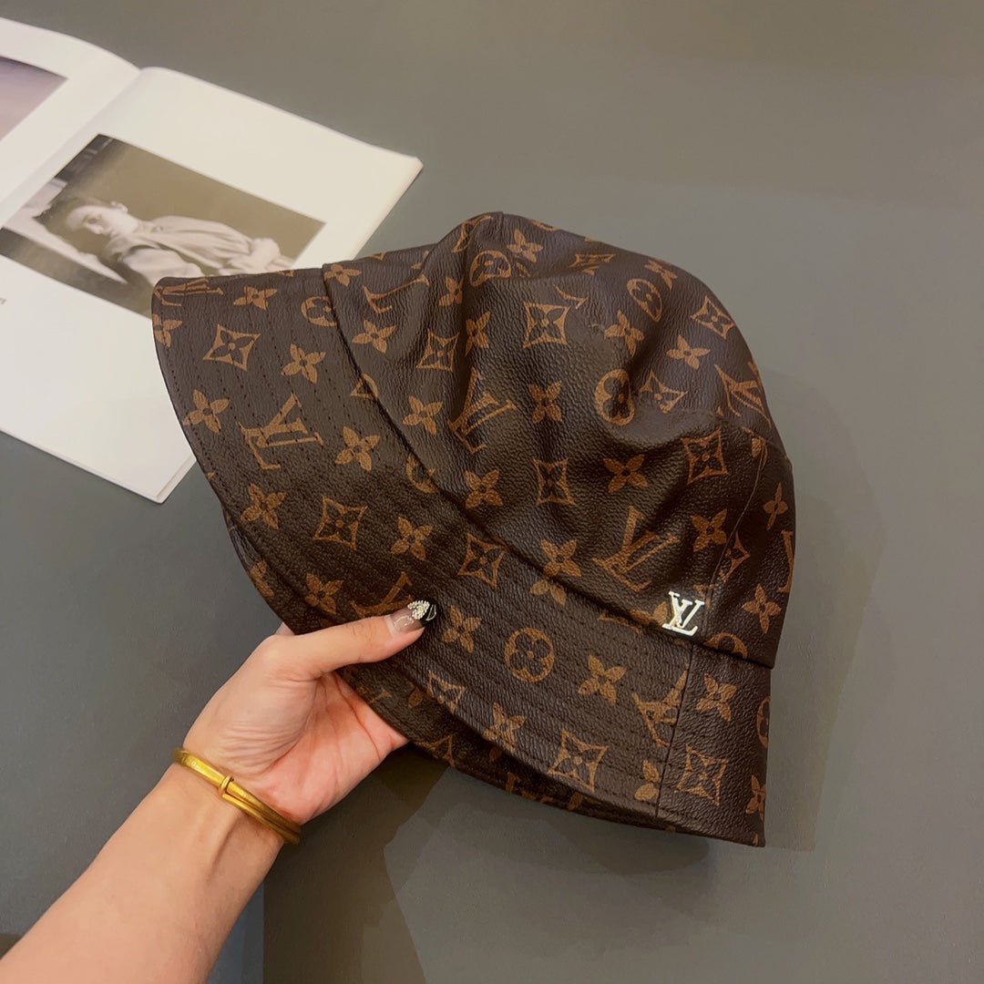 Louis Vuitton Monogram Leather Bucket Hat | Luxury Designer LV Hat - Serene