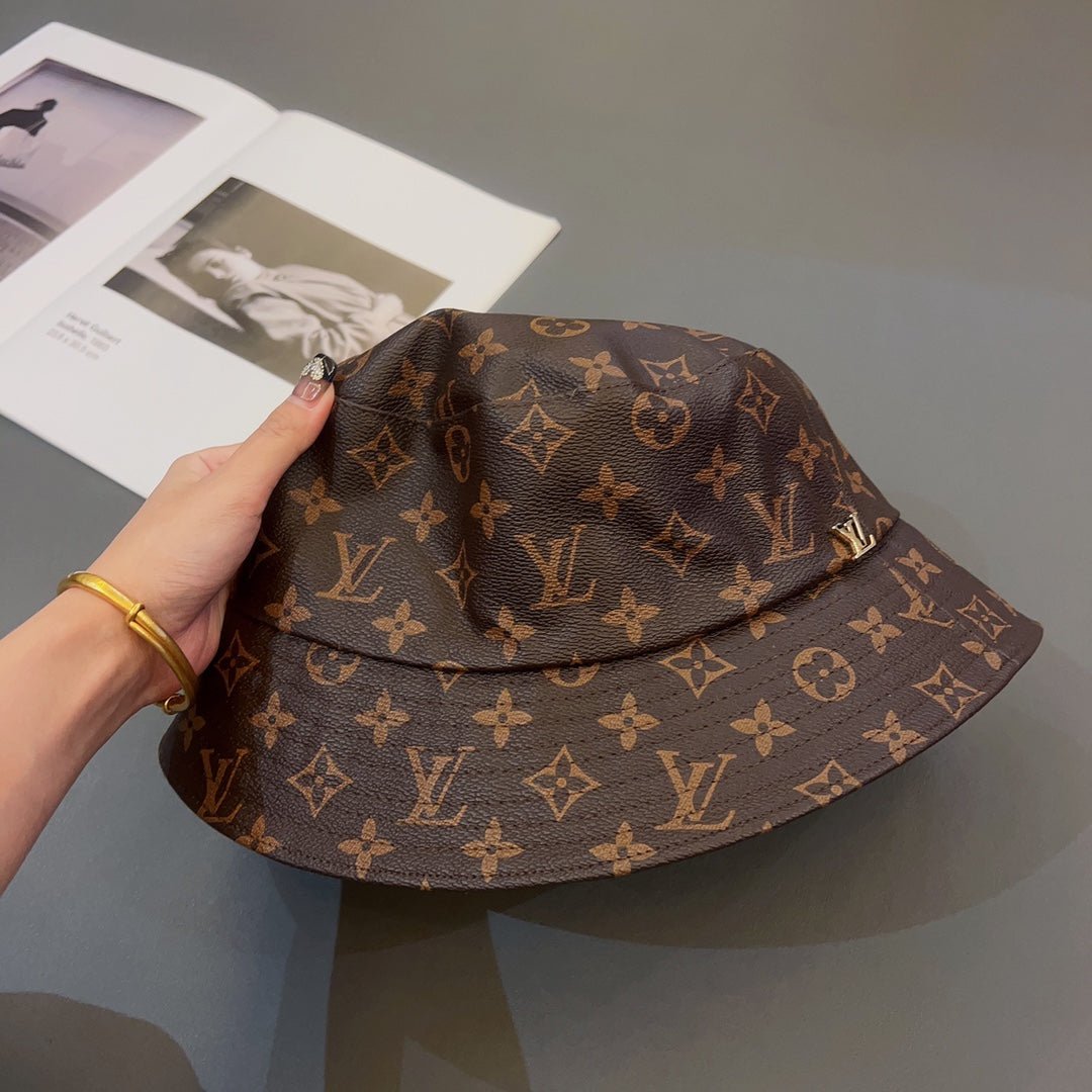 Louis Vuitton Monogram Leather Bucket Hat | Luxury Designer LV Hat - Serene