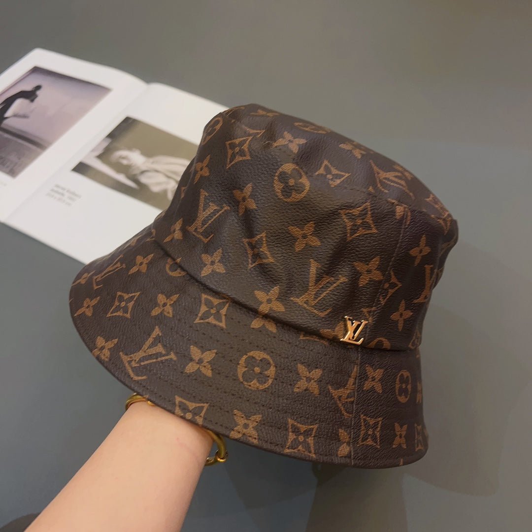 Louis Vuitton Monogram Leather Bucket Hat | Luxury Designer LV Hat - Serene