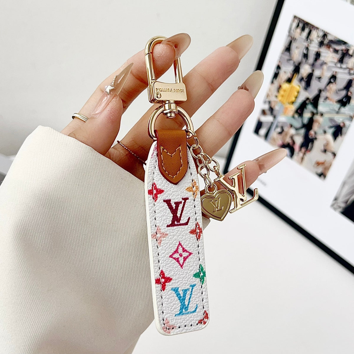 Louis Vuitton Monogram Leather Loop Bag Charm Keychain - Serene