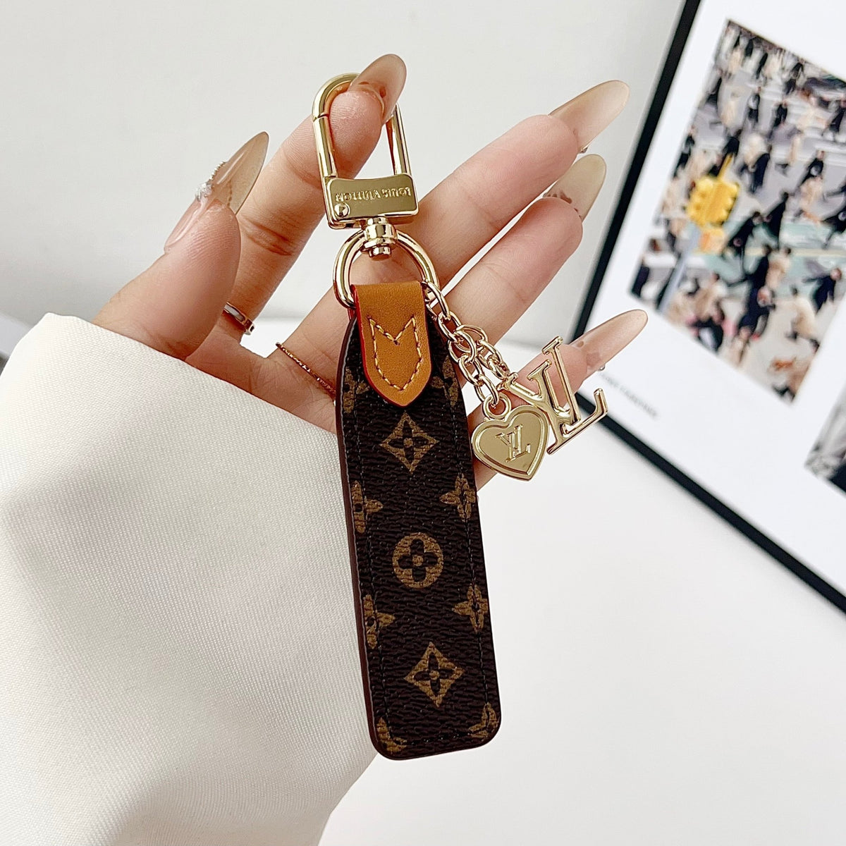 Louis Vuitton Monogram Leather Loop Bag Charm Keychain - Serene