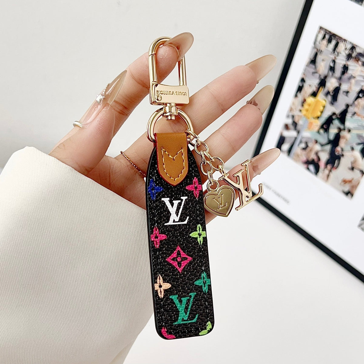 Louis Vuitton Monogram Leather Loop Bag Charm Keychain - Serene