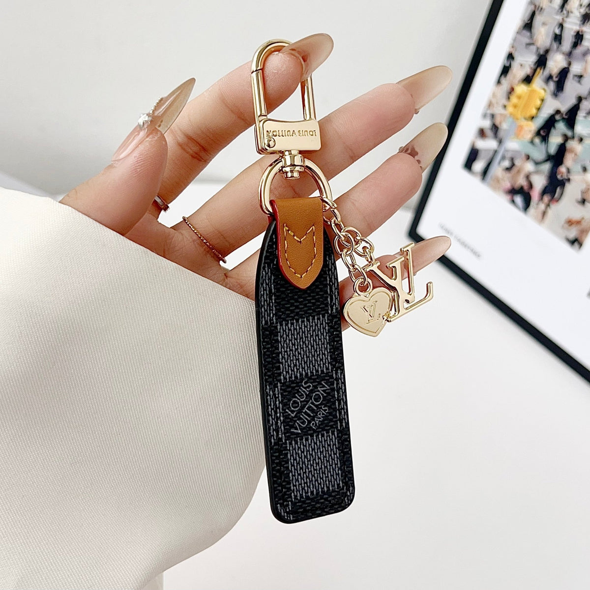 Louis Vuitton Monogram Leather Loop Bag Charm Keychain - Serene