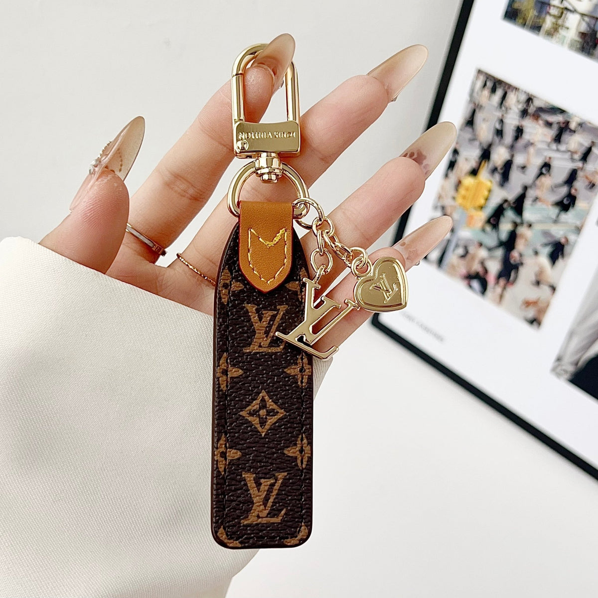 Louis Vuitton Monogram Leather Loop Bag Charm Keychain - Serene
