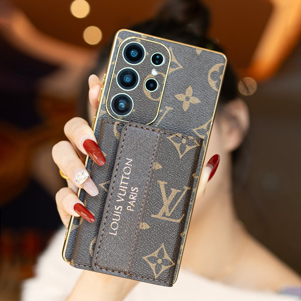 Louis Vuitton Monogram Samsung Galaxy S26 Ultra Leather Wallet Case | Card Holder Wrist Strap Cover - Serene