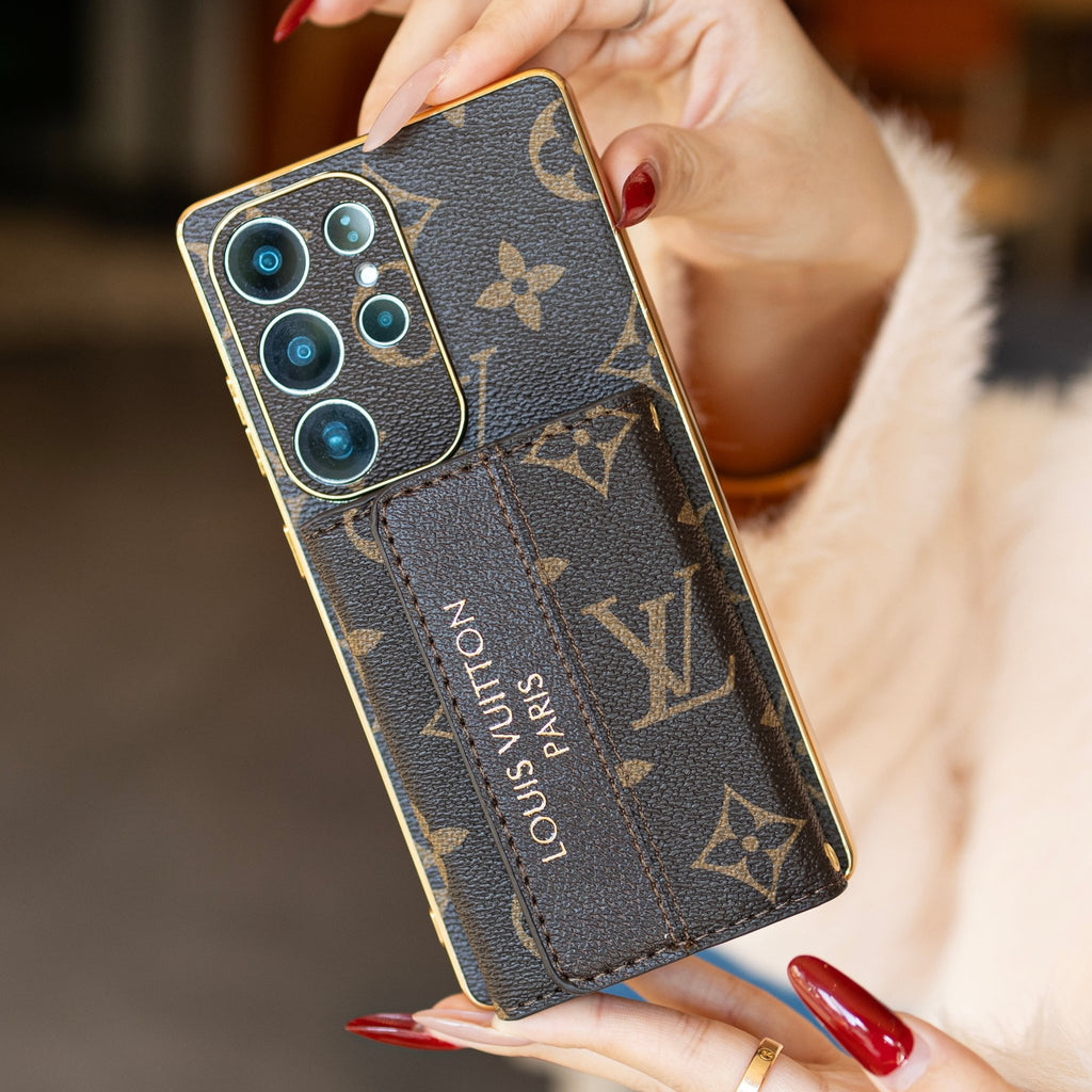 Louis Vuitton Monogram Samsung Galaxy S26 Ultra Leather Wallet Case | Card Holder Wrist Strap Cover - Serene