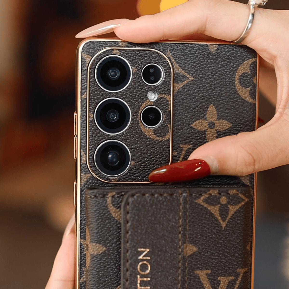Louis Vuitton Monogram Samsung Galaxy S26 Ultra Leather Wallet Case | Card Holder Wrist Strap Cover - Serene