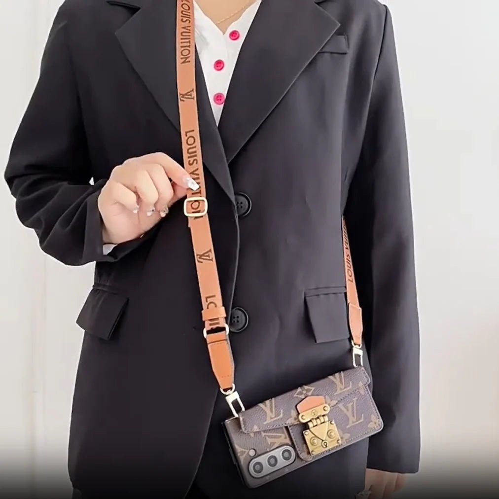 Louis Vuitton Monogram Samsung Galaxy Z Fold 7 Wallet Crossbody Chain Case | Luxury Designer Cover - Serene