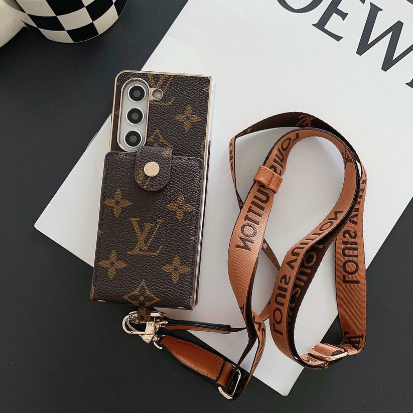 Louis Vuitton Monogram Samsung Galaxy Z Fold 7 Wallet Crossbody Chain Case | Luxury Designer Cover - Serene
