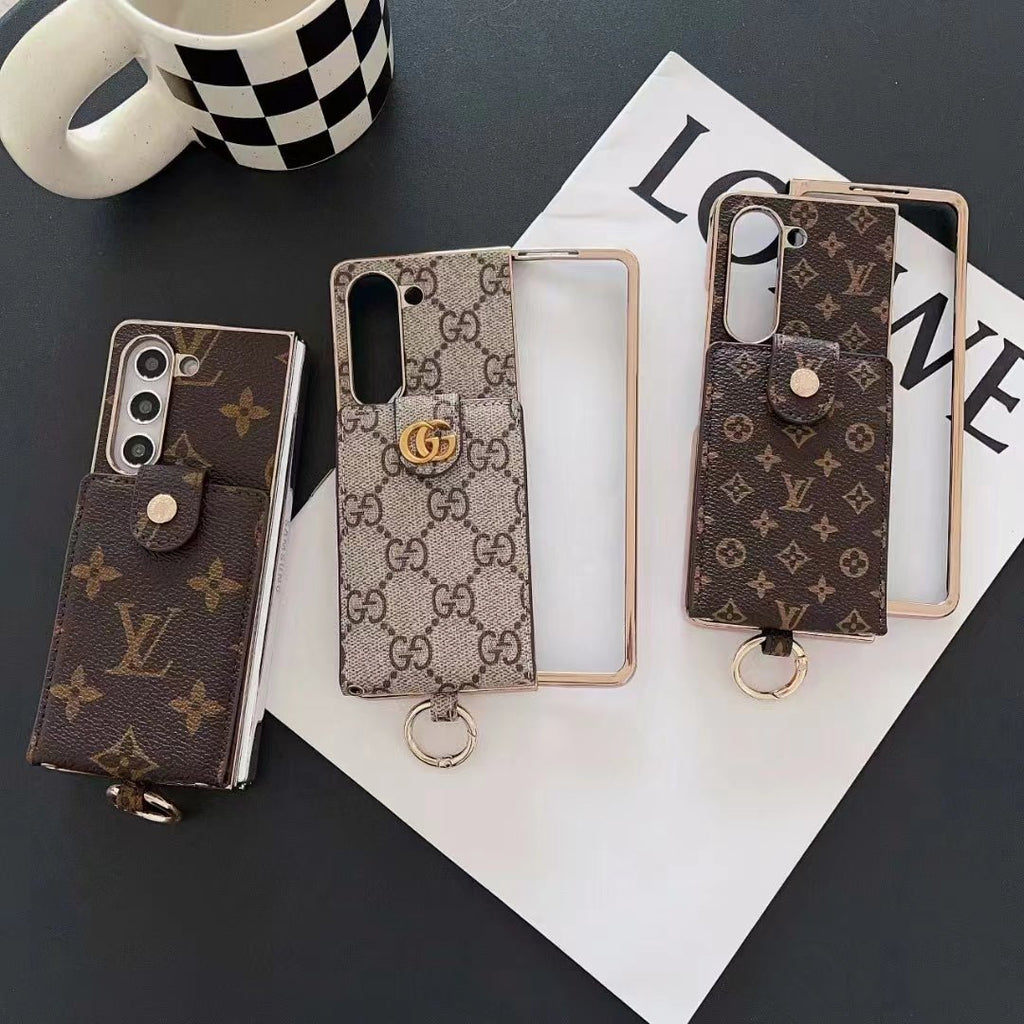 Louis Vuitton Monogram Samsung Galaxy Z Fold 7 Wallet Crossbody Chain Case | Luxury Designer Cover - Serene