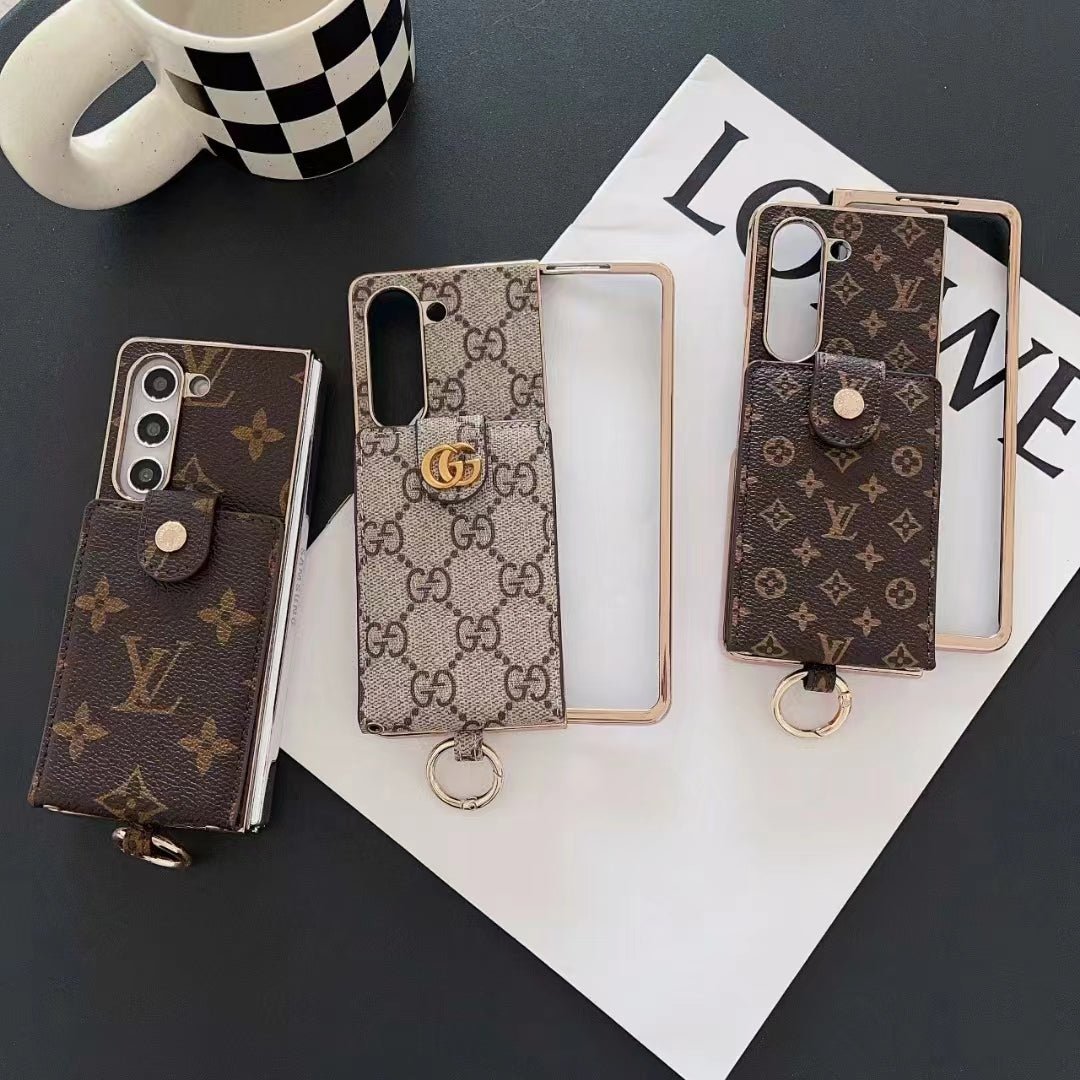 Louis Vuitton Monogram Samsung Galaxy Z Fold 7 Wallet Crossbody Chain Case | Luxury Designer Cover - Serene