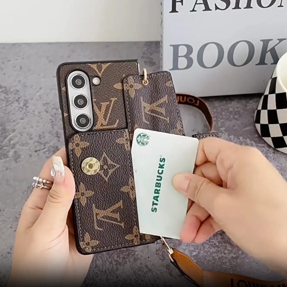 Louis Vuitton Monogram Samsung Galaxy Z Fold 7 Wallet Crossbody Chain Case | Luxury Designer Cover - Serene