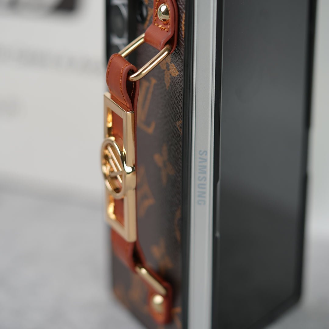 Louis Vuitton Monogram Samsung Galaxy Z Fold 7, Z Fold 6, Z Fold 5 Strap Holder Leather Case - Serene
