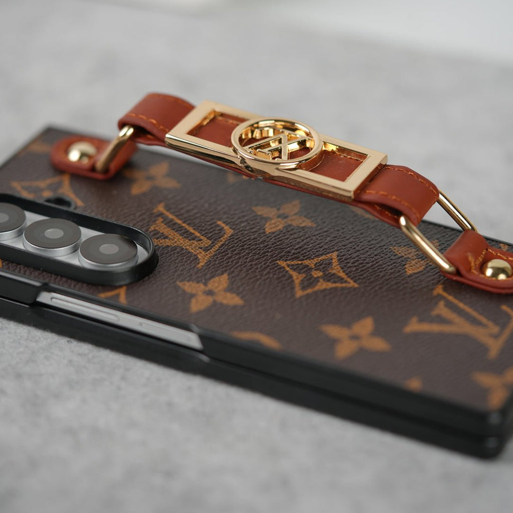 Louis Vuitton Monogram Samsung Galaxy Z Fold 7, Z Fold 6, Z Fold 5 Strap Holder Leather Case - Serene