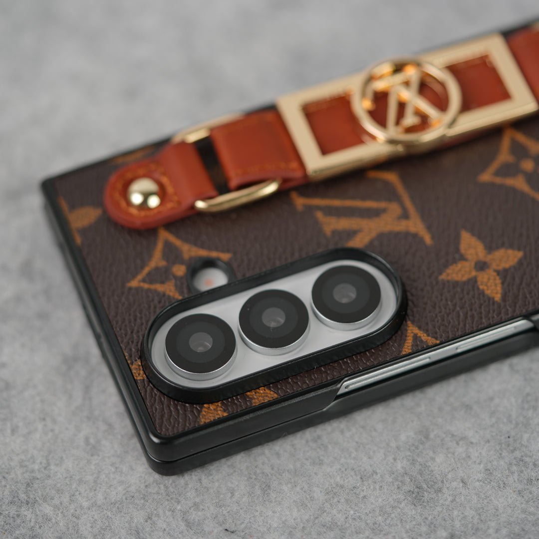 Louis Vuitton Monogram Samsung Galaxy Z Fold 7, Z Fold 6, Z Fold 5 Strap Holder Leather Case - Serene
