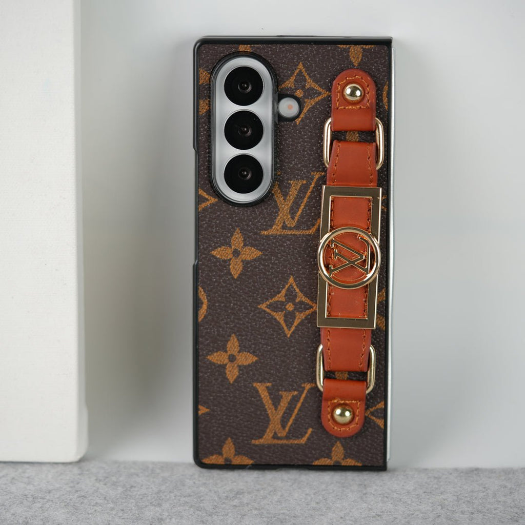 Louis Vuitton Monogram Samsung Galaxy Z Fold 7, Z Fold 6, Z Fold 5 Strap Holder Leather Case - Serene