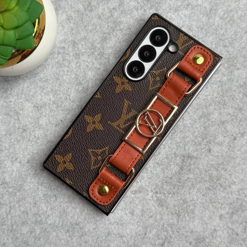 Louis Vuitton Monogram Samsung Galaxy Z Fold 7, Z Fold 6, Z Fold 5 Strap Holder Leather Case - Serene