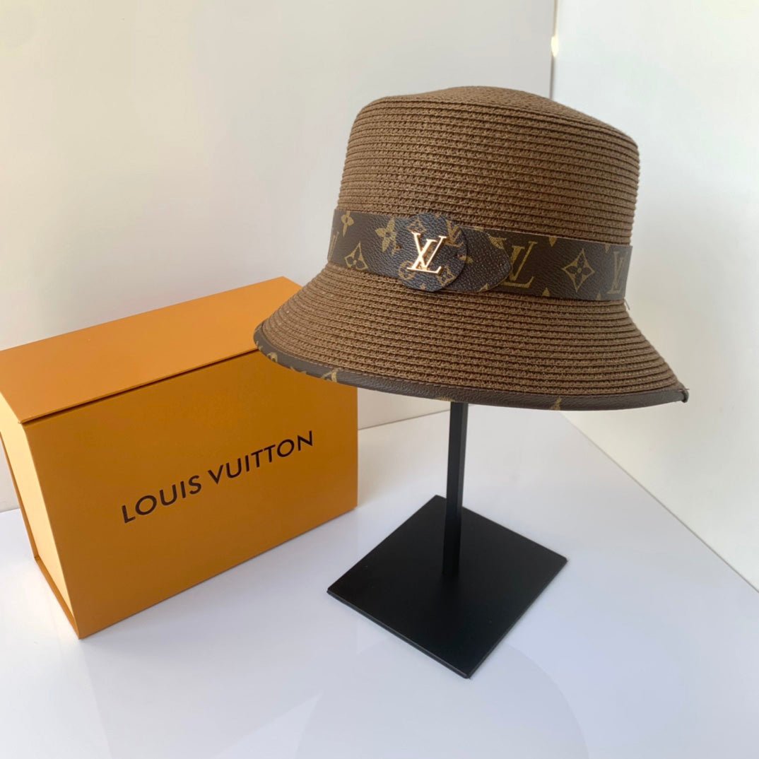 Louis Vuitton Monogram Straw Bucket Hat | Luxury Designer Summer Hat - Serene