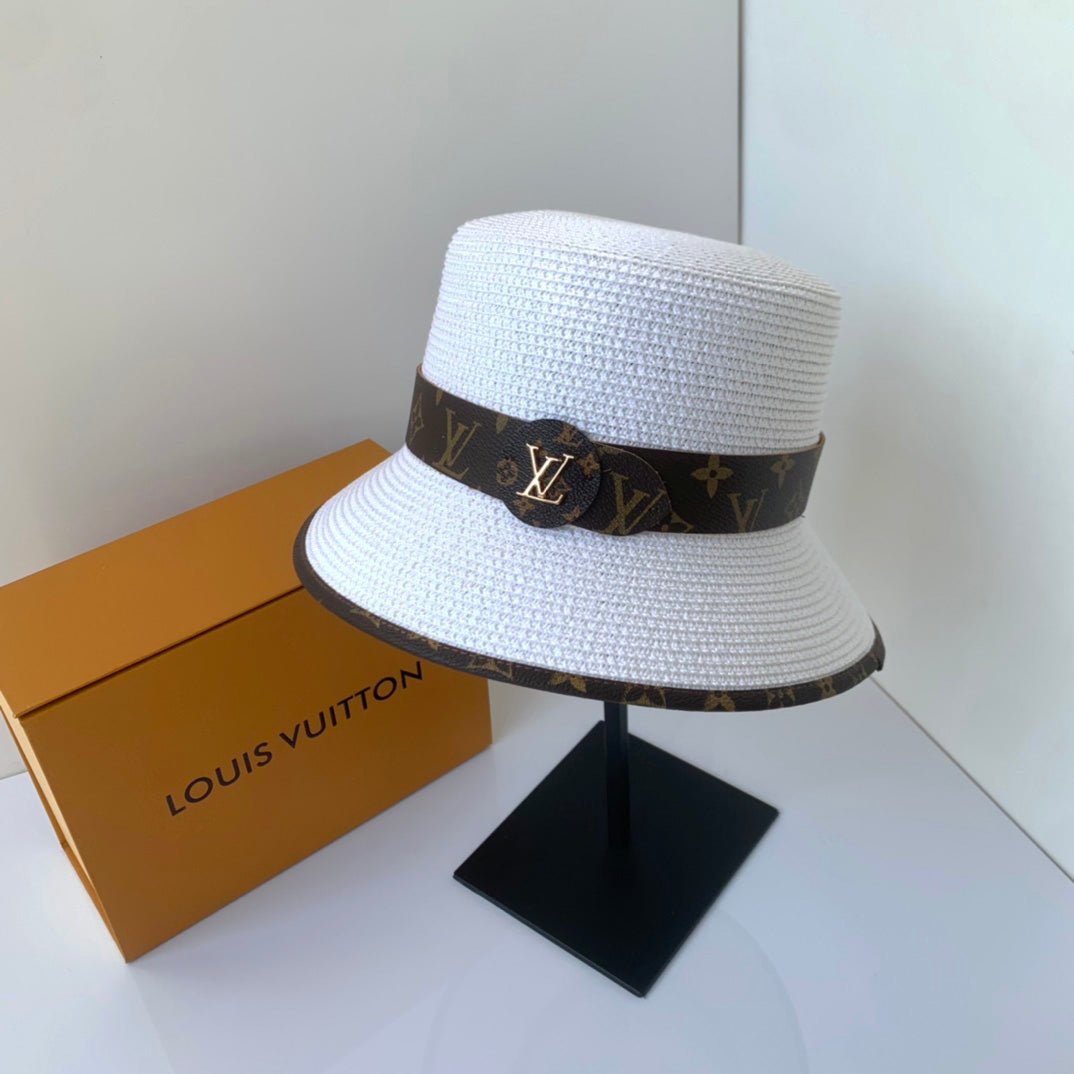 Louis Vuitton Monogram Straw Bucket Hat | Luxury Designer Summer Hat - Serene