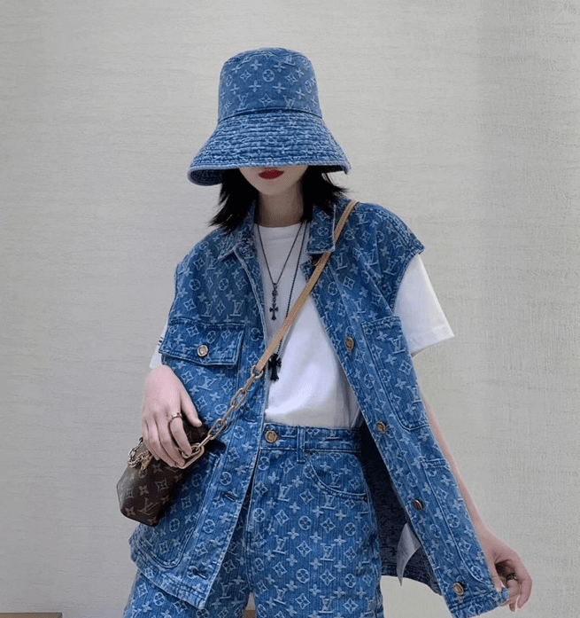 Louis Vuitton Monogram Wide Brim Denim Sun Hat | Luxury Designer UV Protection Hat - Serene