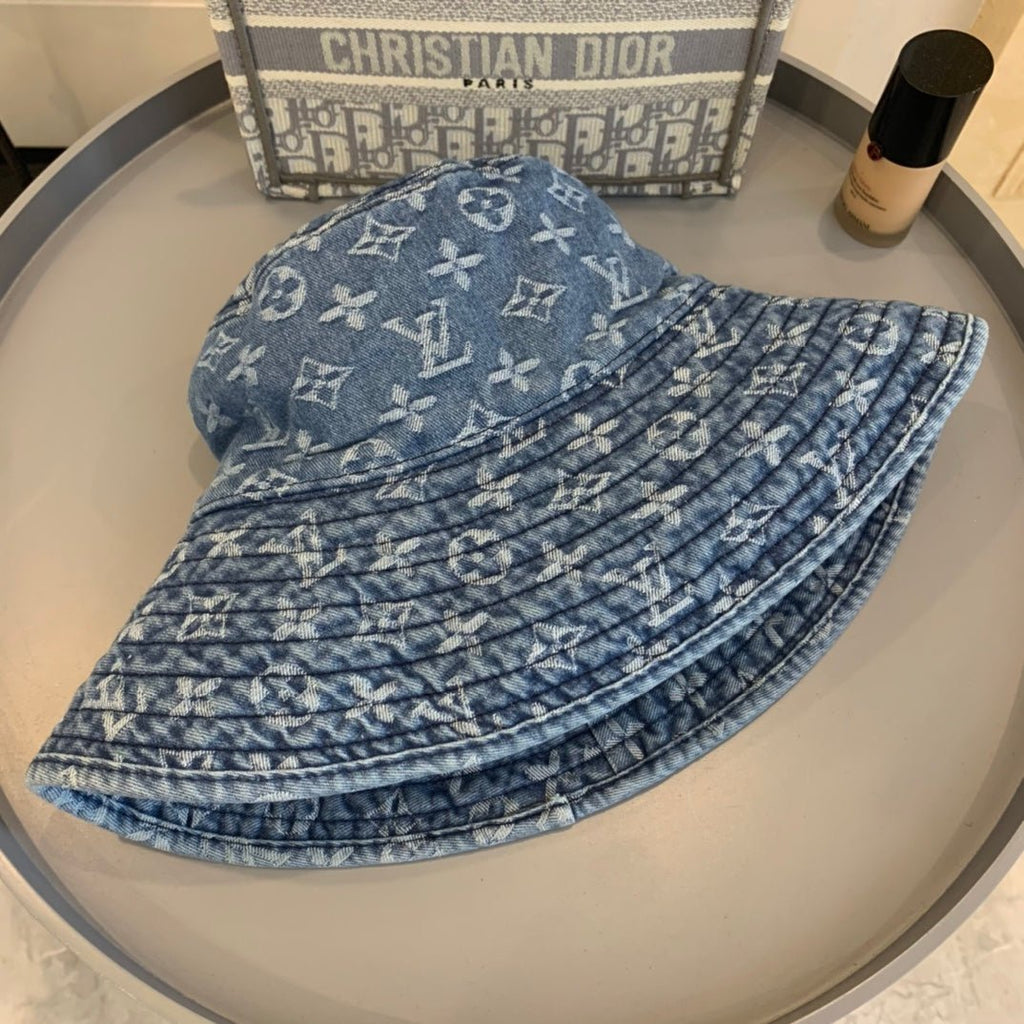 Louis Vuitton Monogram Wide Brim Denim Sun Hat | Luxury Designer UV Protection Hat - Serene