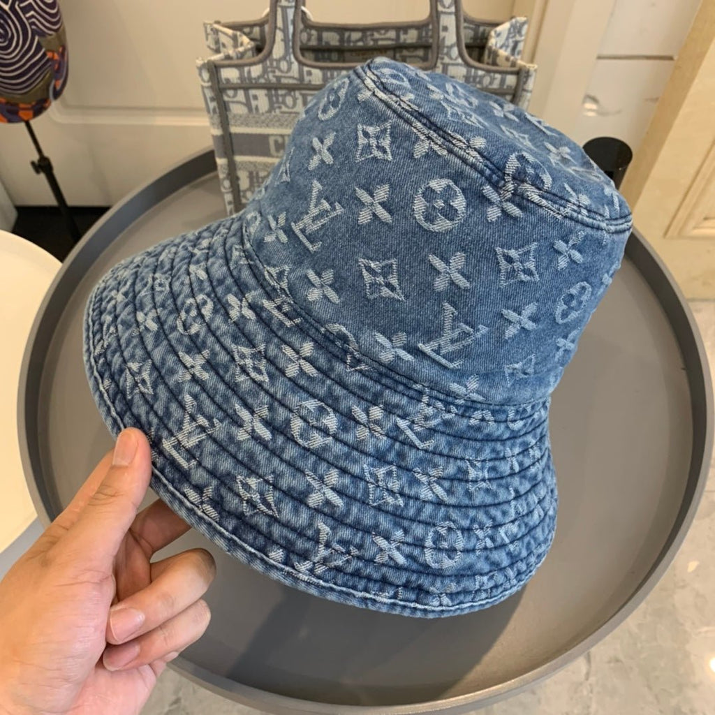 Louis Vuitton Monogram Wide Brim Denim Sun Hat | Luxury Designer UV Protection Hat - Serene