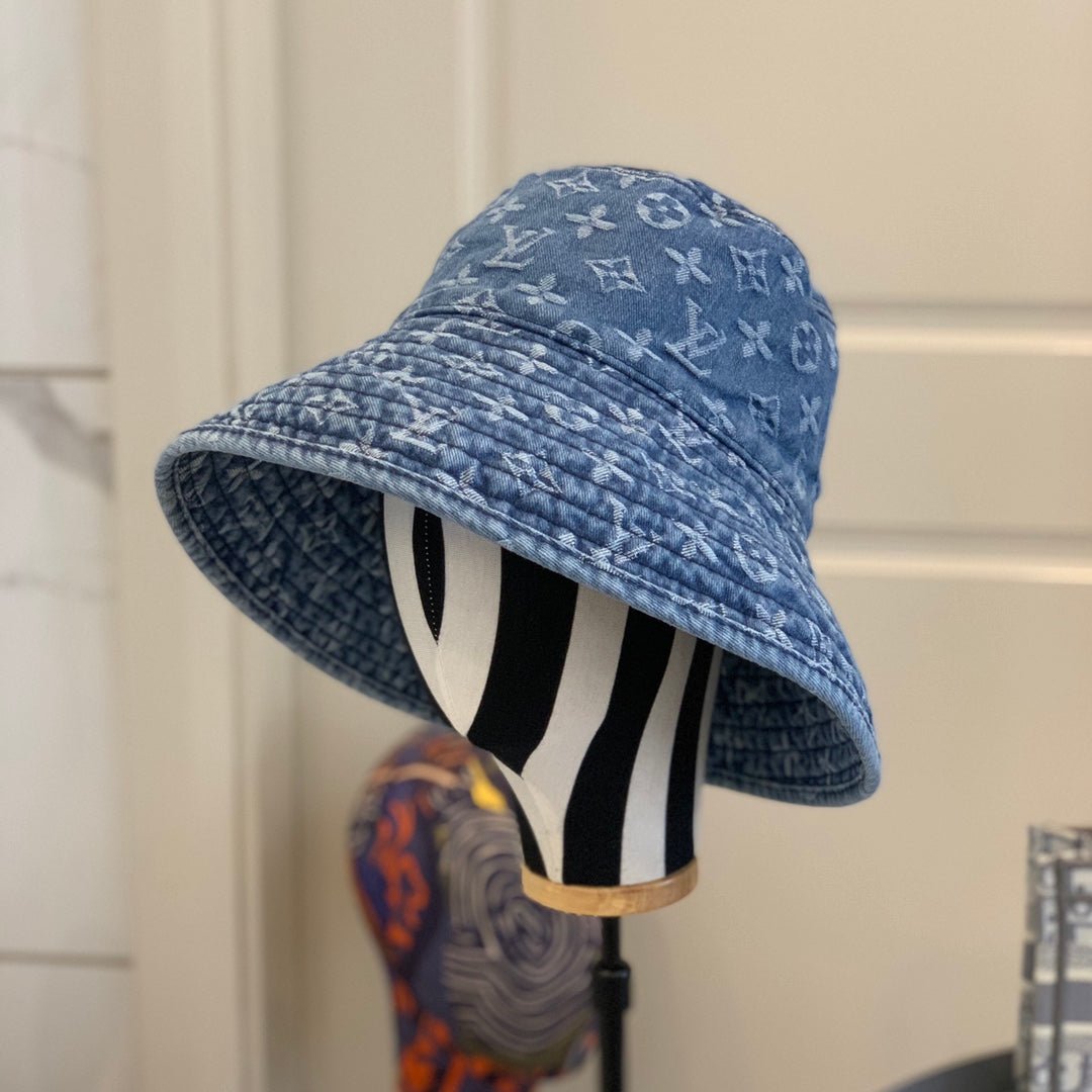Louis Vuitton Monogram Wide Brim Denim Sun Hat | Luxury Designer UV Protection Hat - Serene